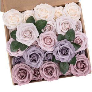25 Count Dusty Rose Blush Flowers Cream Nude Purple Roses For Wedding Bouquet